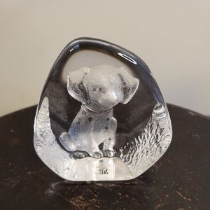 Mats Jonasson Lead Crystal Dog Dalmatian Sculpture Signed Numbered 3 1/2"